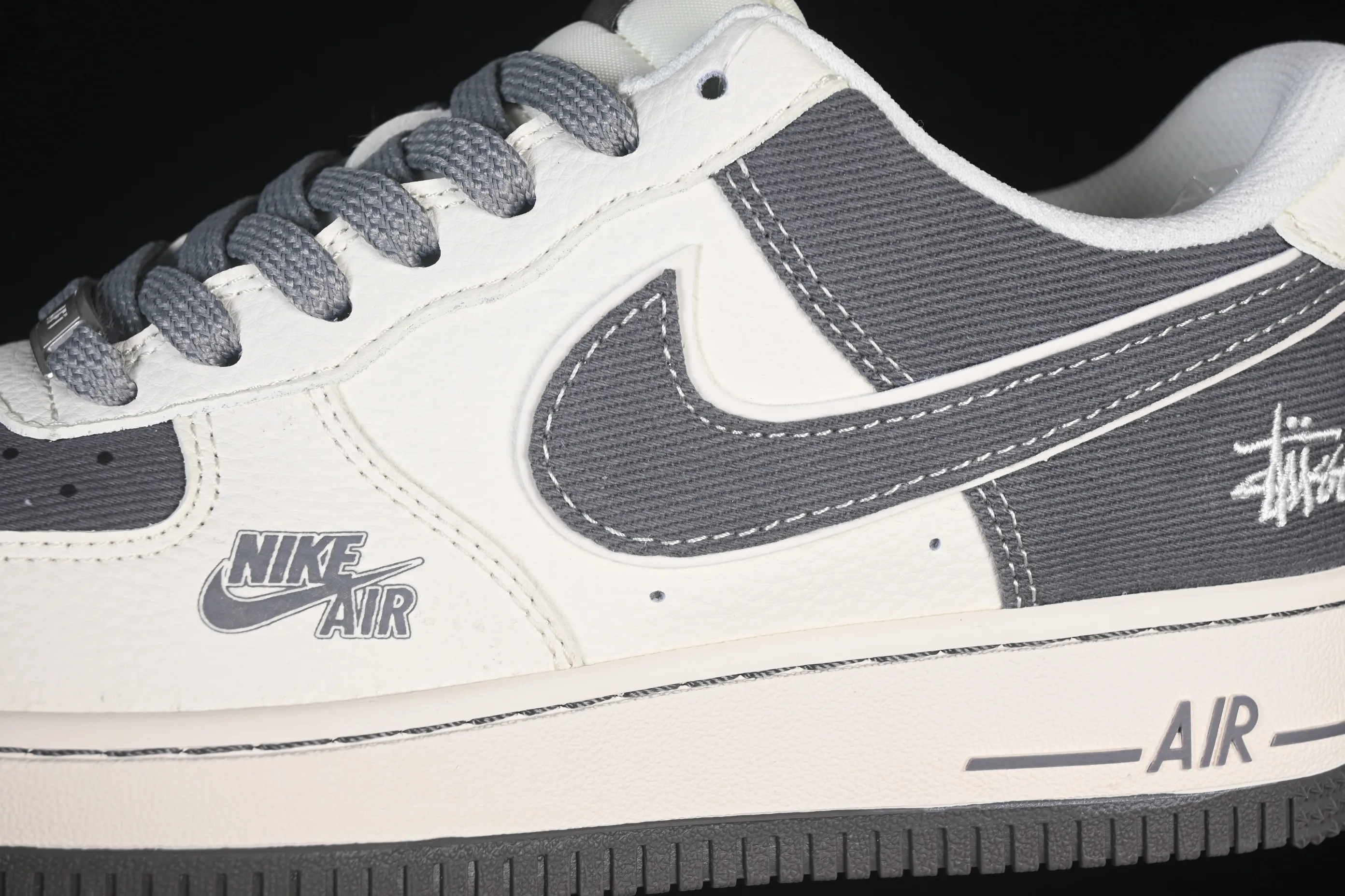 All categories Nk Air Force 1 Air Force series Nk Air Force 1 Low Air Force low-top Nike Air Force 1'07 Low Stusi co-branded rice dark gray canvas Air Force 1 low-top casual sneakers JP8028-011